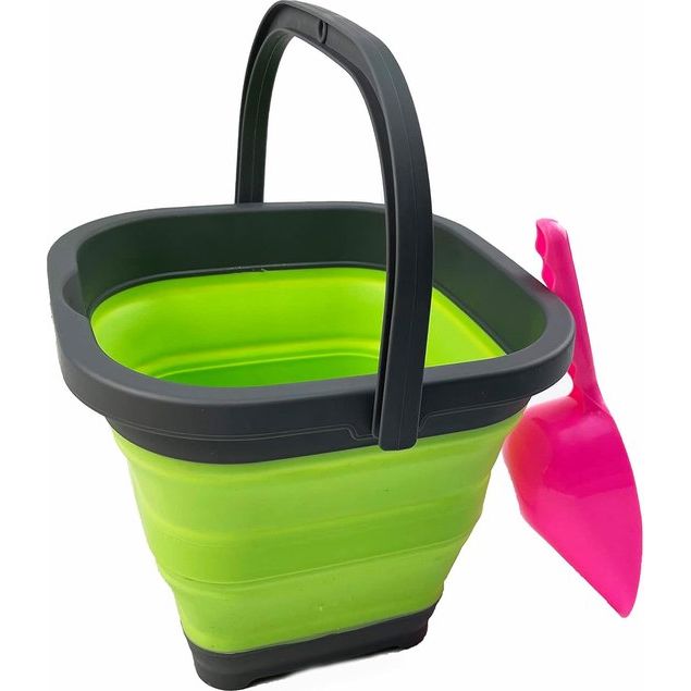 5 l opvouwbare rechthoekige praktische mand/emmer (grasgroen + cerulean (set van 2))
