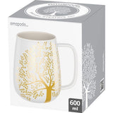 Grote koffiemok van porselein, 600 ml, grote koffiemok, cadeaus voor vrouwen, jumbobeker, koffiemok, XXL, koffiekop, kantoorbeker, wit