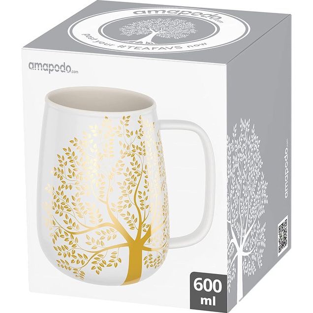 Grote koffiemok van porselein, 600 ml, grote koffiemok, cadeaus voor vrouwen, jumbobeker, koffiemok, XXL, koffiekop, kantoorbeker, wit