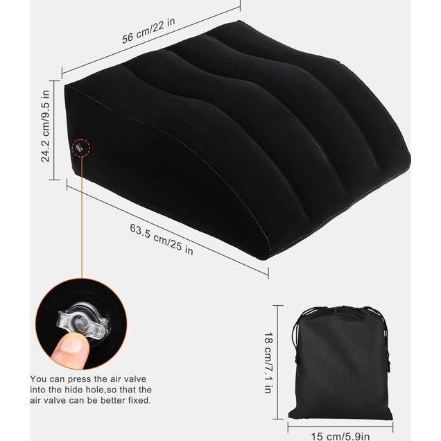 Venussen, opblaasbaar beenkussen, aderkussen voor de benen, comfortabel en draagbaar, bevordert de bloedsomloop, vermindert zwellingen, beenkussen, hoge positie (zwart)