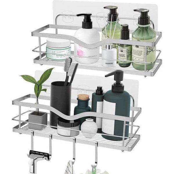 Douchemand Doucheplank RVS Geen boren nodig: 2 stuks Doucheplank Shampoohouder Badkamerplank Zelfklevende badkamerplank Douchegel Wandplank Opbergorganizer voor douche Badkamer Keuken