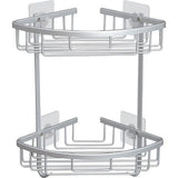 Doucherek zonder boren badkamerrek roestvrij, zelfklevende accessoires zonder stansen aluminium Geef een zeepkist 2 etages zilver