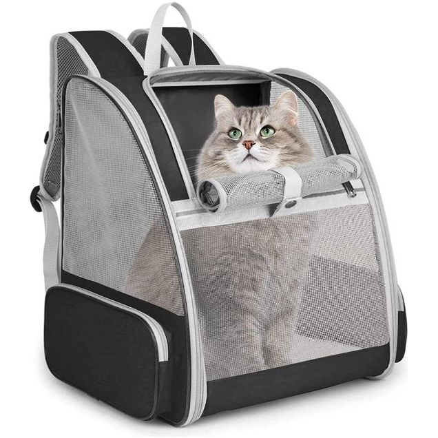Hondenrugzak, kattenrugzak met mesh voor kleine honden, katten, puppy's, ademend en opvouwbaar, comfortabel, voor katten, goedgekeurd voor wandelen, reizen, kamperen in de open lucht