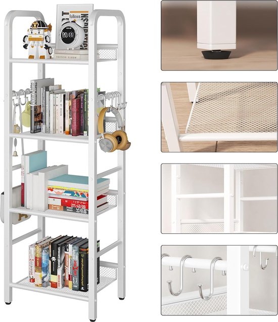 Staand rek 4 niveaus wit