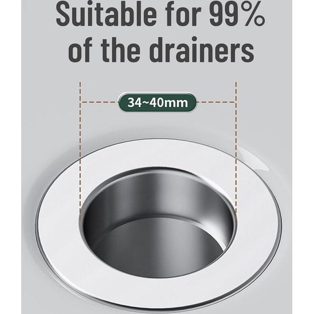 1 stuks gootsteenplug voor 34-40 mm afvoerafvoer, aftapplug voor aanrechtgootstenen, roestvrijstalen gootsteenafdekking, gootsteenplug voor badkamer, keukenspoelbakken.