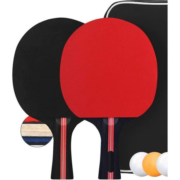 Tafeltennisbatjes set met 2 batjes en 3 ballen in zak, tafeltennis set batjes ballen ping pong set (kleur willekeurig)