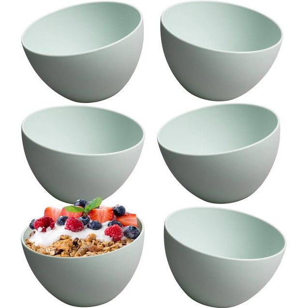 Bowl mueslikommen set van 6 | onbreekbaar | 750 ml soepkommen | kom en kommen set van kunststof | kommen set (mintgroen)