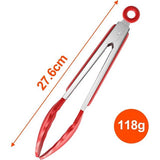 Keukentang roestvrij staal, 22,4 cm, barbecue-tang, keukentang van siliconen, levensmiddelenkwaliteit, met slot en antislip handgreep, keukengerei-accessoires voor pasta, vlees, gehaktballen