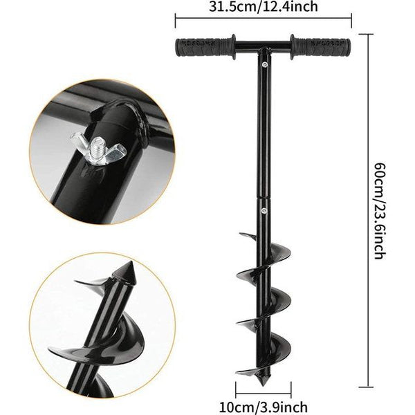 Tuinboorset, grondboorboor met antislip handgreep, tuinboor-spiraalboor, snelplanten-hekpaalboor voor het planten van bomen, diepkweken, zaailingen, 10 x 60 cm