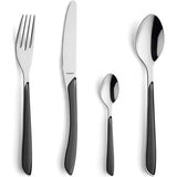 Prisma bestekset voor 6 personen, van gepolijst roestvrij staal, bestekset, 24-delig, hoogwaardige kunststof handgrepen in leigrijs, roestvrij