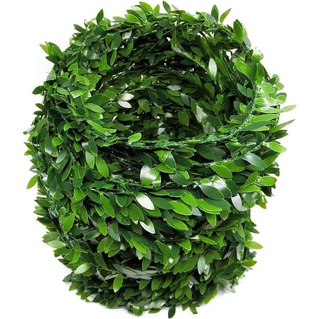 Buxusslinger, 22,5 meter, kunstbuxusslinger, bladeren, klimop, bladeren, groene bladeren, nep wijnstok