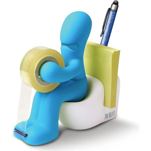 The Butt Office Supply Station Plakbandhouder inclusief rol Plakband en paperclips, blauw