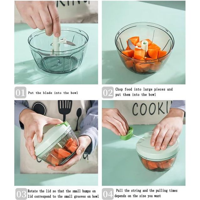 Handmatige keukenmachine Groentensnijder Draagbare knoflookmolen Uiensnijder voor groenten Fruitnoten Duurzaam BPA-vrij Food Grade materiaal 650ml