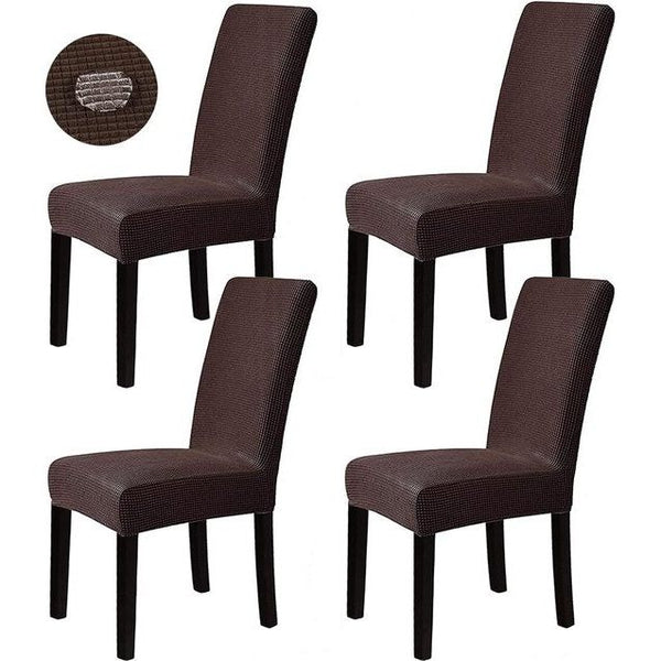 Stoelhoezen Set van 4 stoelhoezen stretchhoezen voor schommelstoelen eetkamerstoelen stoelen bescherming stoelhoezen decoratieve bi-elastische hoes voor hotel, bruiloft, banket, keuken, restaurant, feest, kantoor (bruin)