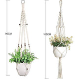 Macramé Bloemenhanger set van 2, balkondecoratie voor binnen, decoratie, voor buiten, bloempot, hangende hangplant, boho decoratie, hanghanghanglamp, binnen- en buitenplanten van katoen en touw, hangende mand (2)