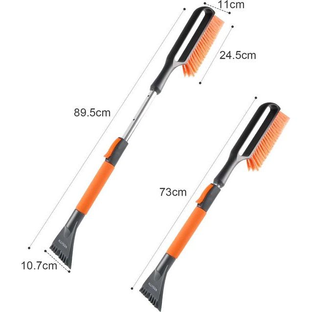 Telescopische ijskrabber met garde I Ergonomisch en efficiënt I Sterke prestaties, duurzaam materiaal, uitschuifbaar I IJskrabber, garde, auto-accessoires, winterklaar (oranje)