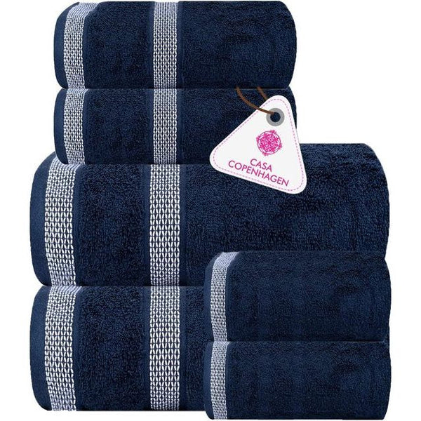 Solitaire handdoekenset, ontworpen in Denemarken, 600 g/m², hotel & spa, keuken & badkamer, Egyptische catoen, 6-delige set met 2 badhanddoeken, 2 handdoeken, 2 washandjes, marineblauw