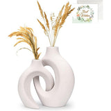 Witte keramische vaas, set van 2 pampasgras vazen Witte keramische vaas, set van 2 pampasgras vazen