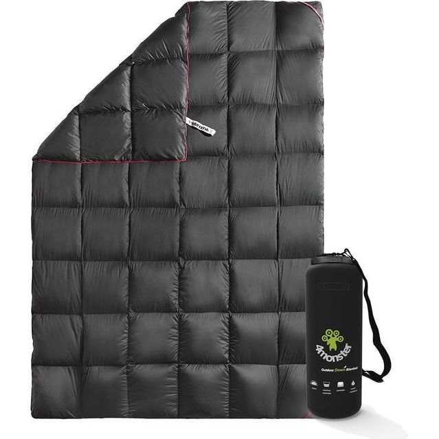 donsdeken, ultralicht voor camping, compacte reisdeken, dekbed, warm zacht, rooster - zwart