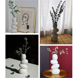 Abstract Ceramic Egg Vase, Unique and Minimalist Decorative Vases, Modern Sculpture Decorative Living Room (White)