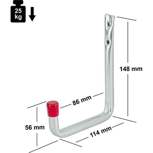 Wandhaken, apparaathaken, garagehaken, laadhaken, draagvermogen 35 of 25 kg, weerbestendig, U-vor, 8-delige set, 2 matten (125 x 86 x 53 x 60 en 148 x 114 x 56 x 86), Made in Germany