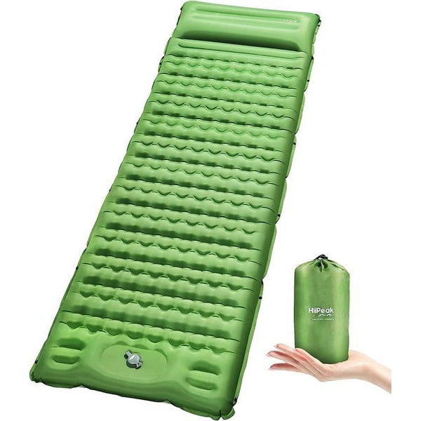 Isomat, campingmatras, opblaasbare isomat met kussen, ultralichte draagbare isolatiemat, outdoor met voetpomp, luchtmatras, camping voor reizen, tent, strand