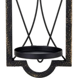 2 stuks kandelaars muur vintage, hangende metalen wandkaarsenhouders voor wanddecoratie (zwart en goud)