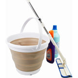 5,5 liter opvouwbare plastic emmer, opvouwbare ronde kuip, draagbare wateremmer voor ruimtebesparende buitenwaterpot (wit/latte, 1)