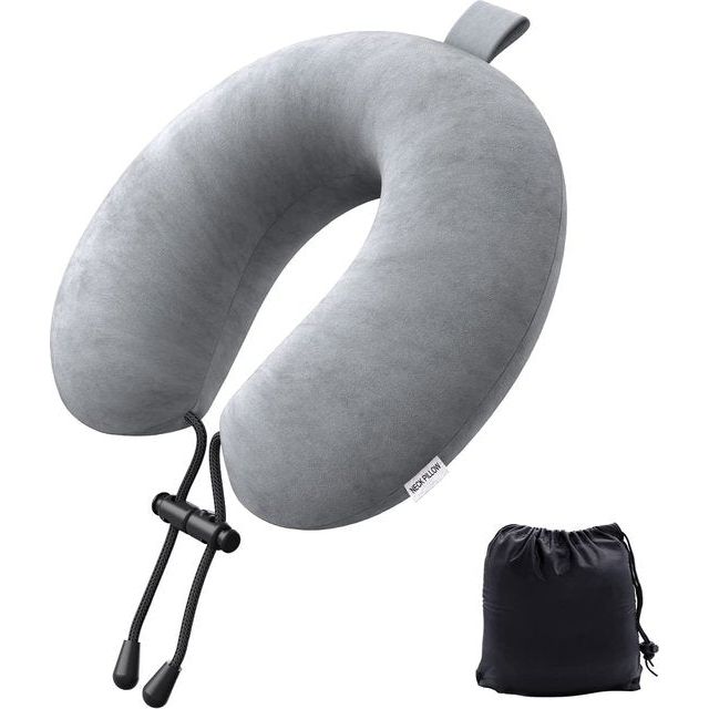 Yomisee Reiskussen, nekkussen vliegtuig en auto van traagschuim met fluweelzachte overtrek, nekkussen voor volwassenen, voor reizen, camping, kantoor en huis