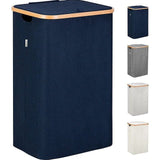 Lonbet - Blauw Wasmand met deksel en handgrepen XXL 100 L, grote wasmand, wasbak, Laundry basket with lid and handles