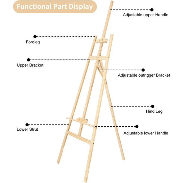 Ezel, 175 cm houten schildersezel, fotostandaard van massief houten tafel, inklapbaar en in hoogte verstelbaar, voor kunstschilderkunst en buitenreclame, geschikt voor kinderen en volwassenen