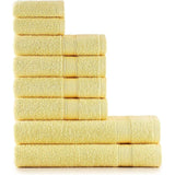 Handdoekenset geel 8 stuks / 2 x badkamerhanddoek 70 x 140 cm en 4 x handdoek 50 x 90 cm en 2 x gastendoekjes 30 x 50 cm - handdoekenset voor de badkamer 100% katoen wollig delicaat luxe badspullen