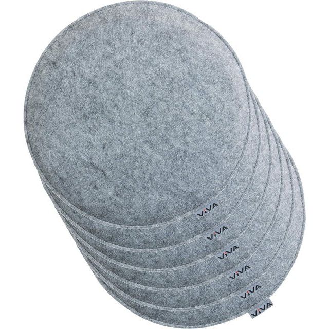 Zitkussen, vilt, rond, stoelkussen, zitkussen, gewatteerd, 35 cm, 6-delige voordeelverpakking, lichtgrijs Zitkussen, vilt, rond, stoelkussen, zitkussen, gewatteerd, 35 cm, 6-delige voordeelverpakking, lichtgrijs