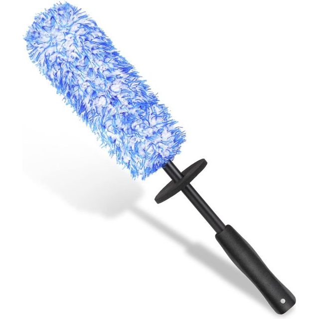 Velgenborstel voor aluminium velgen, premium microvezel velgenborstel voor een bijzonder zachte reiniging tot in het diepe velgbed, lange professionele autoreiniging, velgenreinigingsborstel