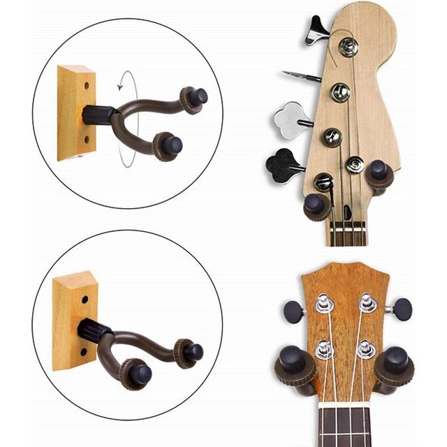 Gitaarhouder voor aan de muur, gitaar muurbevestiging hout, muurbevestiging gitaar, gitaar muurbevestiging voor klassieke gitaar, elektrische gitaar, basgitaar (2 stuks)
