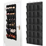 Hangschoenenrek, 24 vakken, hangende opbergruimte, wandtapijt, kledingkast, zwart, grote mesh-vakken, multifunctionele hangorganizer, hangende opbergtas (zwart)