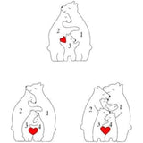 Familiepuzzel beren van hout, gepersonaliseerde houten kunstpuzzel van de berenfamilie, houten beer-sculpturen desktop ornament home tafeldecoratie, cadeau voor familie (4 beren)