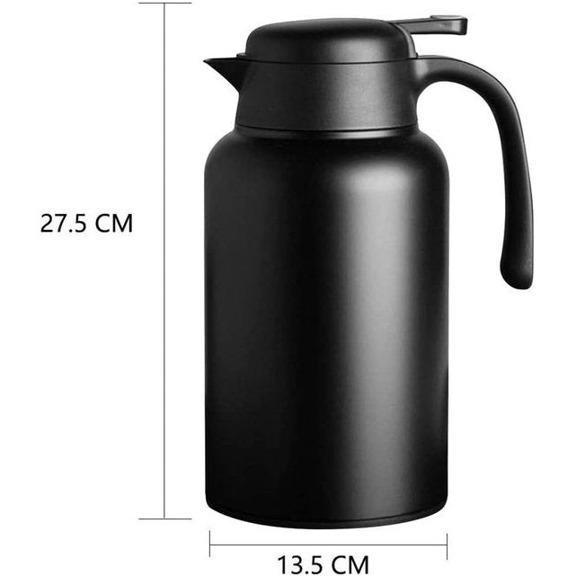 2L zwarte thermoskan 304 roestvrij staal dubbelwandige vacuüm geïsoleerde koffiepot koffiepot koffiestamper, sap/melk/thee isolatiepan