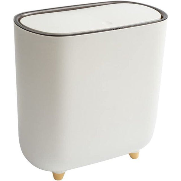 Duw Lip Prullenbak Slanke Moderne Prullenbak Draagbare Afvalmand Plastic Wit Recycling Prullenbak voor Slaapkamer Keuken Kantoor Badkamer Woonkamer 9L