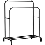 ACCSTORE Kledingrek Rail metalen kledingrek vrijstaande hanger dubbelpolige slaapkamer kledingrek met onderste opbergplank voor dozen schoenen,zwart