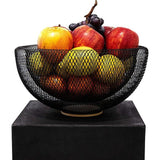 Fruitmand, L29,5cm x B29,5 x H15cm fruitschaal van metaal in zwart met bamboehout, decoratieve draadmand voor het opbergen van fruit, groenten, als broodmand, Pasen, eieren etc. in de keuken of woning, Moederdag, Vaderdag