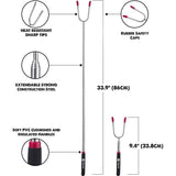 4 uitschuifbare campingstokken voor het roosteren van marshmallows, duurzame roestvrijstalen uitrusting, spiesen met geïsoleerde handgrepen, telescopische vorken, keukengerei voor s'mores, hotdogs en shish kebabs