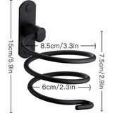 Föhnhouder, föhnhouder, föhnhouder, wandmontage, niet boren, zelfklevend, aluminium, met kabelhouder, zwart