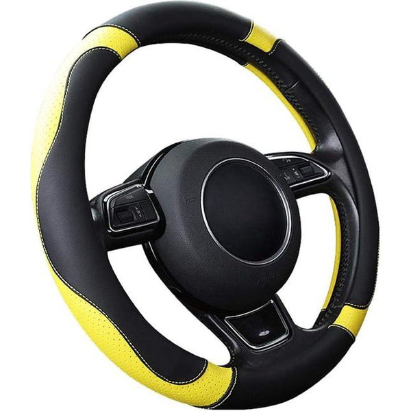 Auto Stuurhoes Stuurwielbeschermer Stuurhoes Microfiber Leer Universeel 37-38cm/15" Antislip Ademend Duurzaam (Geel)