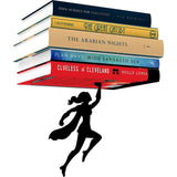 Decoratief zwevend rek, esthetische boekensteun, wandplank, muurdecoratie, boekenstandaard, rek van metaal, voor meisjes en vrouwen, wanddecoratie voor kamer, wanddecoratie, zwart boekenrek