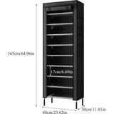 10 lagen 16 mm extra dikke staven stevige schoenenkast opbergorganizer standaard 58 x 28 x 170 cm met extra dikke Oxford stof stofdichte hoes houdt tot zwart