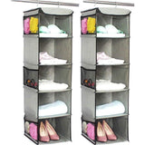 Hangrek, set van 2 hangende opbergers met 5 vakken, campingkastorganizer met metalen frame, organizer opbergsysteem voor kledingkasten, 30 x 30 x 108 cm, grijs