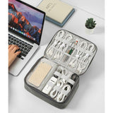 Kabeltas, kabelorganisatortas voor kabels, 3-laags kabeltas, organizer, technisch zakje voor oplaadkabel, mobiele telefoon, powerbank