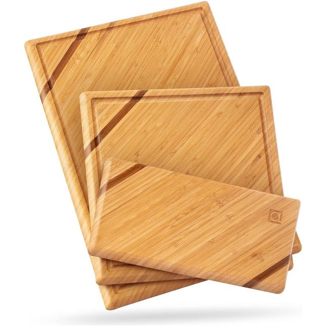 Chorus Houten Snijplank (Set van 3) - Luxe Bamboe Houten Plank Keuken Snijplank Keuken Snijplanken Met Sapgroef Voor Vlees, Groenten, Kaas - Houten Keukenplanken In Verschillende