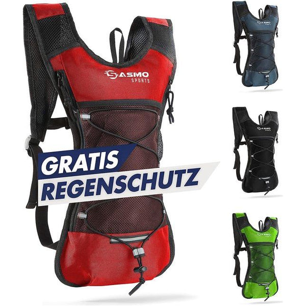 Drinkrugzak (rood) met thermovak, ultralicht, 300 g, rugzak zonder drinkzak, met reflectoren, hardlopen, fietsen en trailrunning